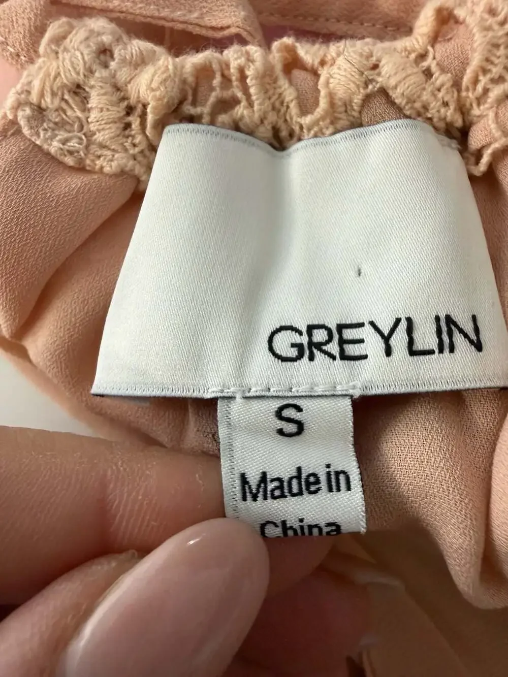 Greylin Peach Pleated Lace Back Halter Dress Size S